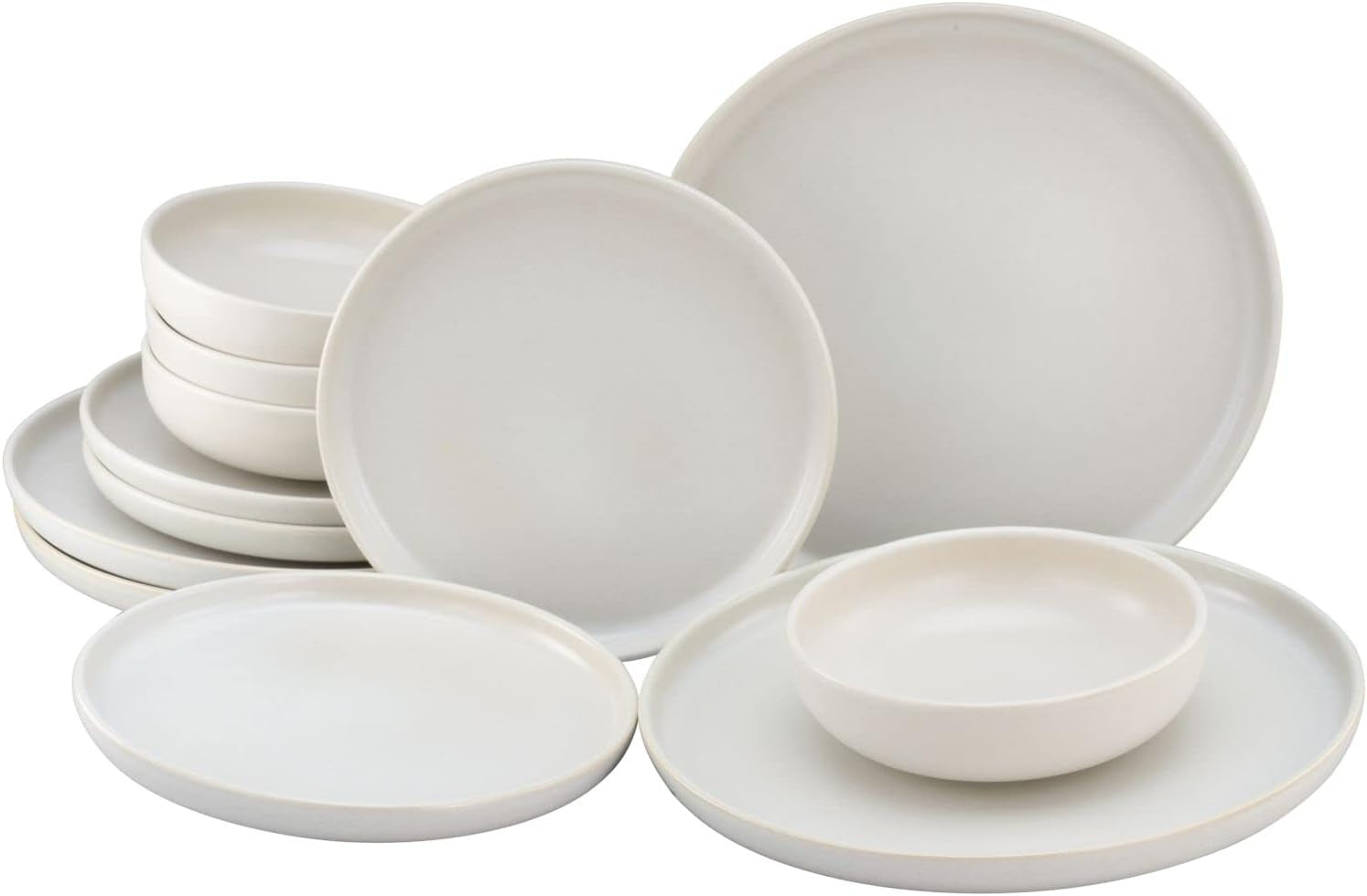 CreaTable, 33065, žluto-bílá 12dílná sada nádobí řady Uno, sada porcelánových talířů, vhodné do myčky a mikrovlnné trouby, vyrobeno v Portugalsku