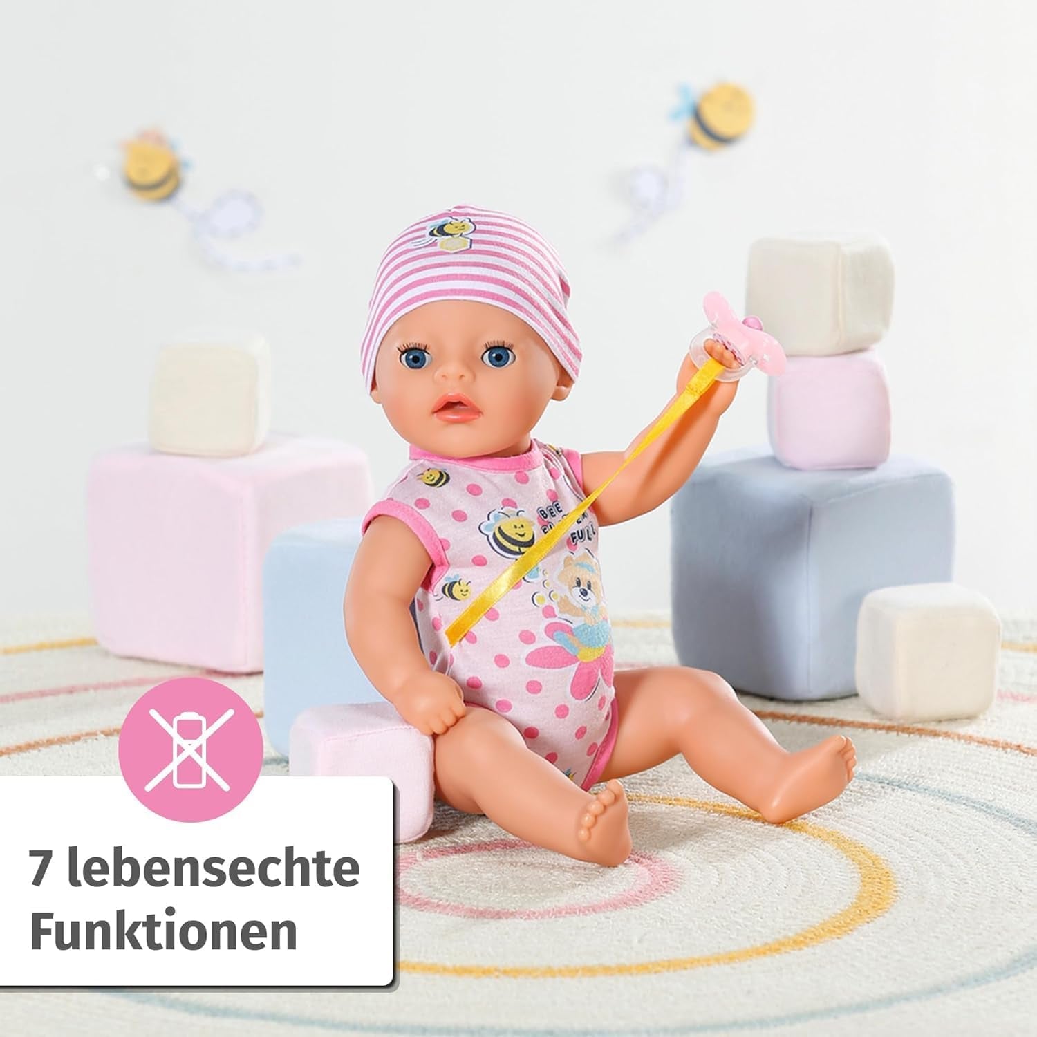 BABY Born Lena (holčička) 36 cm, panenka se 7 funkcemi pro děti od 1 roku, funguje bez baterie, velká panenka 36 cm, 834596 Zapf Creation, růžové panenky Naty Shop