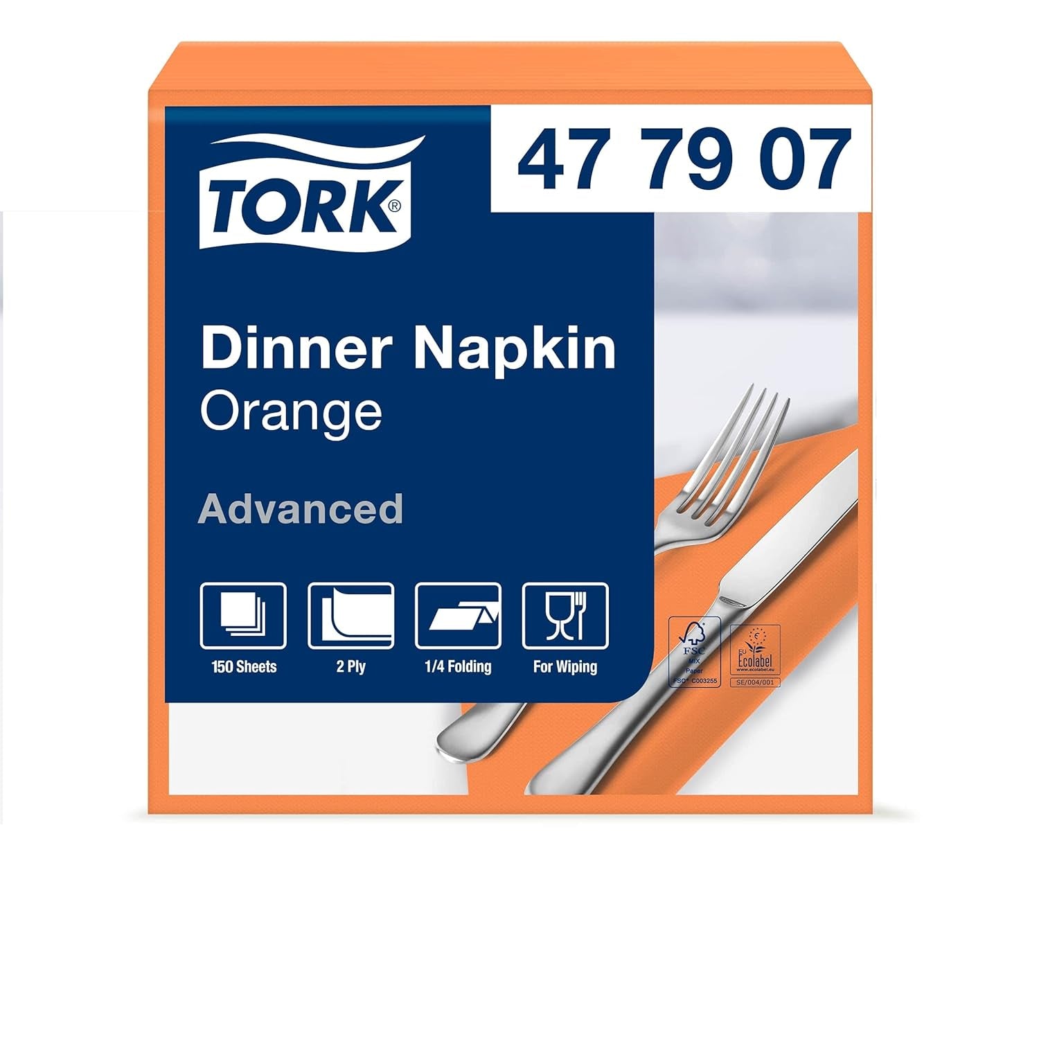 Tork Linstyle 509542 Černé koktejlové ubrousky, 1/4 skládání, 1 vrstva, 23,8 x 23,8 cm, 1 x 100 ubrousků