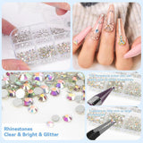 Harz Strasssteine ​​​​4200ks Strass Kristalle 1Mm-5Mm Gemischte Kinder Bastelsachen Kit Mit Strass Mit Picking Pinzette Und Stift Für DIY Nägel Kleidung Kunsthandwerk Gemischt Becher Party (A)