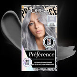L'Oréal Paris Intenzivní permanentní barva na vlasy, Až 8 týdnů zářivých vlasů a intenzivní barvy, Préférence Vivid Colors, Barva: 10.112 STŘÍBRNO ŠEDÁ, 1 ks (balení 2 ks) Barva na vlasy Naty Shop