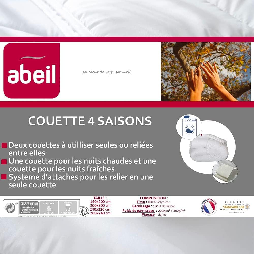 Abeil 4-sezónní přikrývka, bílá, polyester, bílá, 240 X 260 Cm Přikrývky a přikrývky Naty Shop