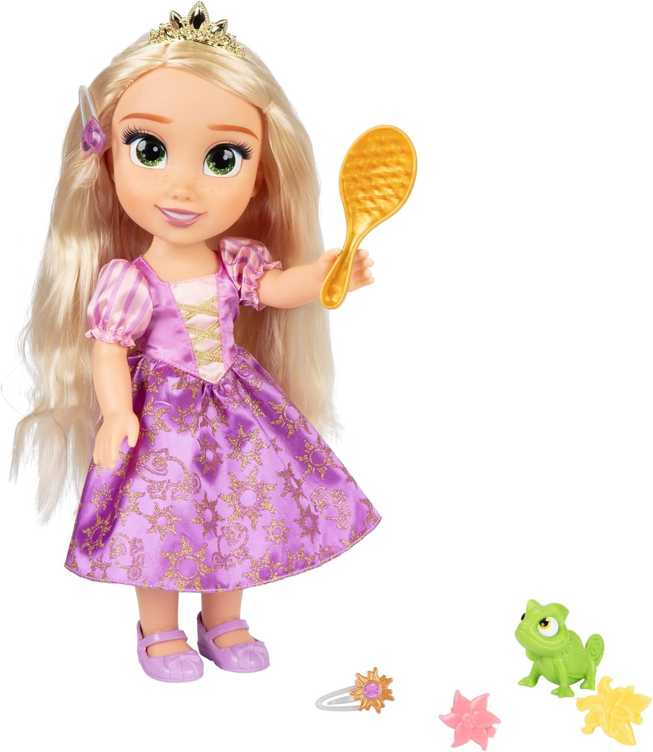 Disney Princezna Rapunzel 35 cm zpívající panenka, zpívá „I See The Light“, včetně doplňků pro větší zábavu, ideální pro dívky od 3 let, fialová