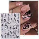 JMEOWIO 6 Blatt 3D Nagelsticker Frühlings Blume Nail Art Sticker Selbtklebend Nagelaufkleber 5D Stereoskopisch Bunte Summer Blumen Dekoration Nageldesign Zubehör