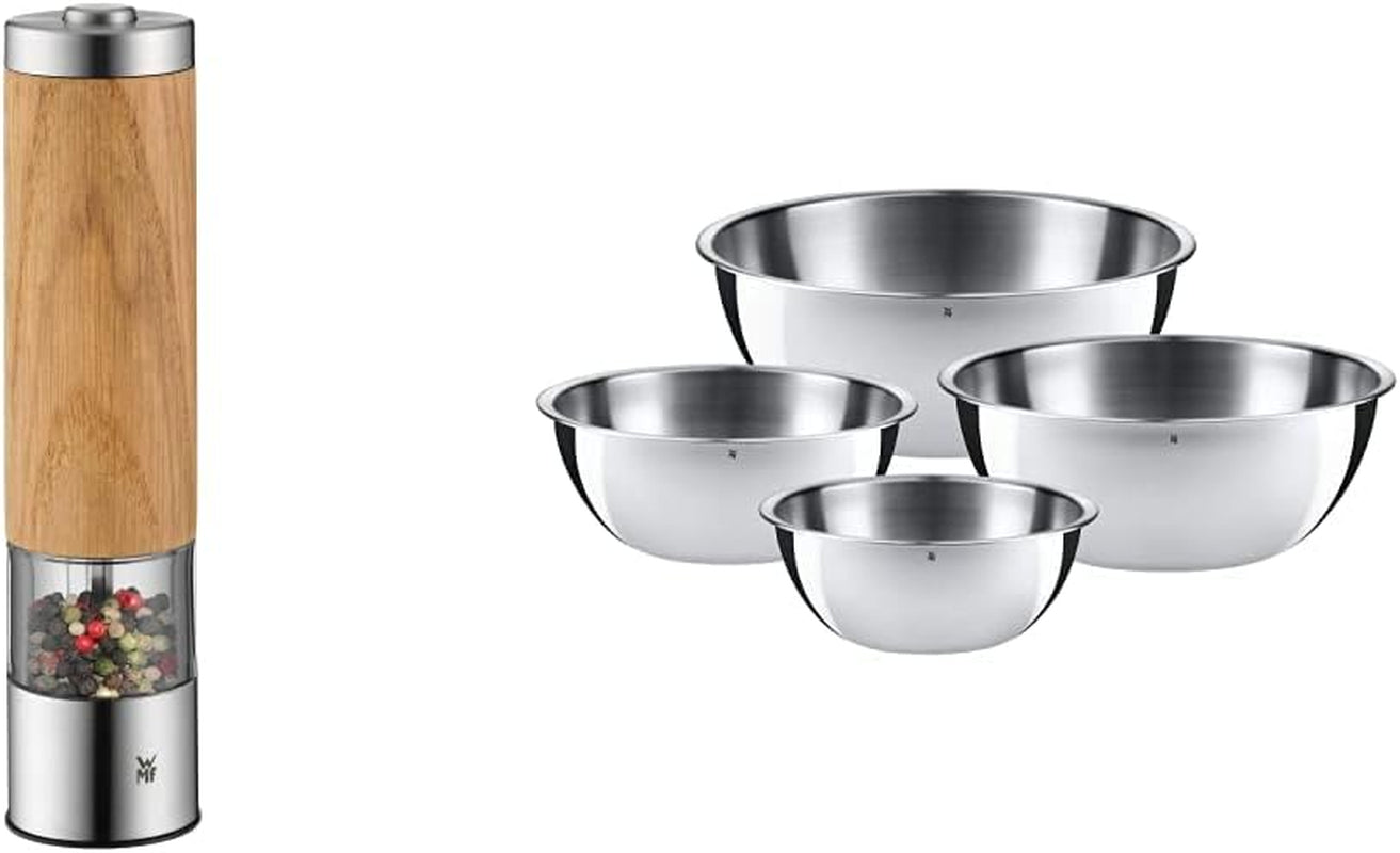 Sada WMF Ceramill Oakwood Cromargan, elektrický mlýnek a sada misek Gourmet For The Kitchen 4 kusy Mlýnky a kráječe Naty Shop Balení se sadou misek
