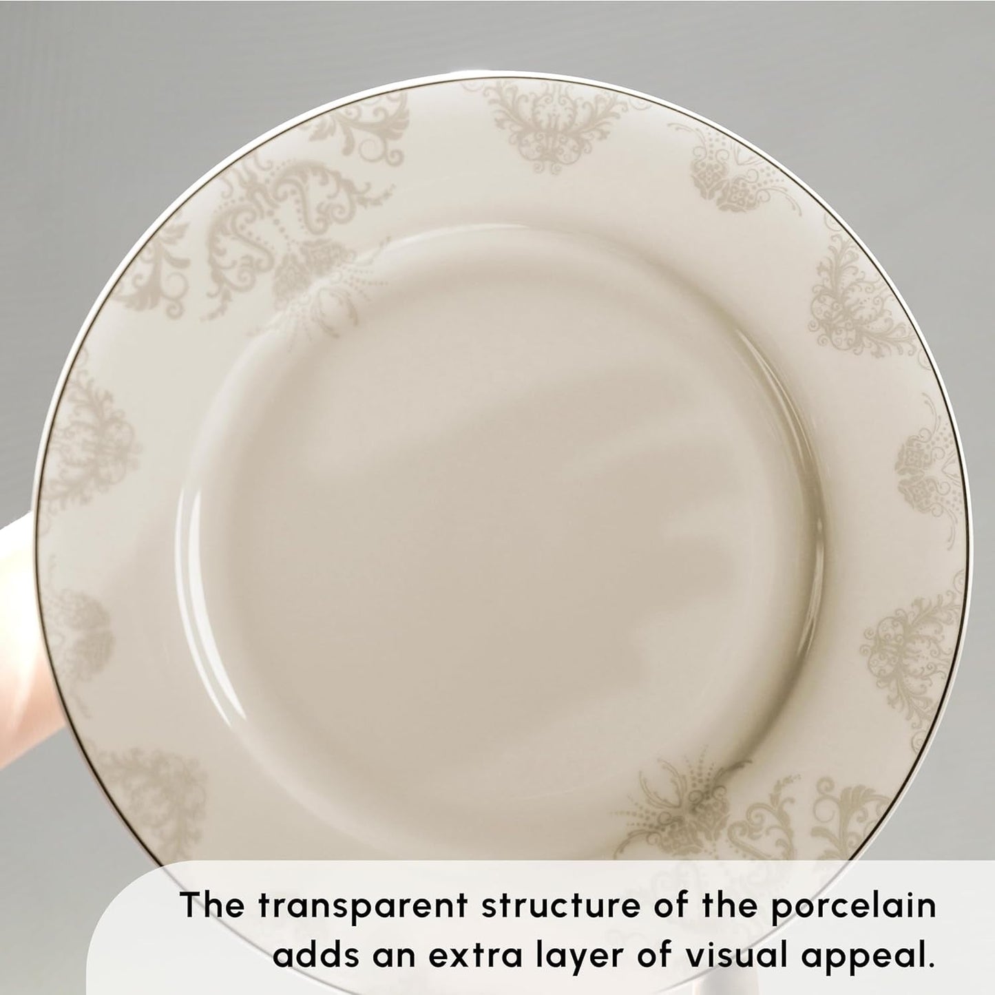 Sada nádobí Karaca Elegance Bone Siena pro 12, sada moderního porcelánového nádobí, sada nádobí s polévkovými miskami, servírovací talíř, hluboké talíře, dezertní talíře – bílé a zlaté