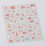 JMEOWIO 3D Nálepka na nehty Rosa Nálepka na nehty Selbstklebend Nagelaufkleber 5D Stereoskopisch Kuchen Erdbeerschleife Dekoration Nageldesign Zubehör 1 Blatt