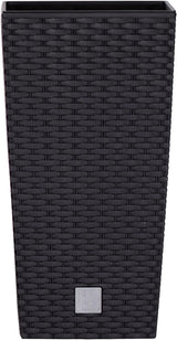 Prosperplast květináče/hrnce s vložkou ratanového vzhledu | 32,5 x 32,5 x 61 cm | antracit | odolný vůči povětrnostním vlivům a UV záření | vyrobeno z pevného plastu | pro interiér i exteriér