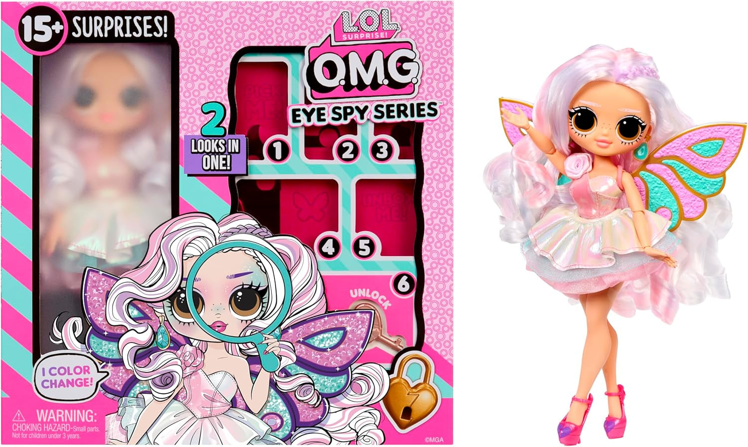 LOL Překvapení! OMG Eye Spy Series - Fairy - Obsahuje 1 panenku s oblečením a doplňky, řešení hádanek a objevování překvapení, 4 sběratelské panenky