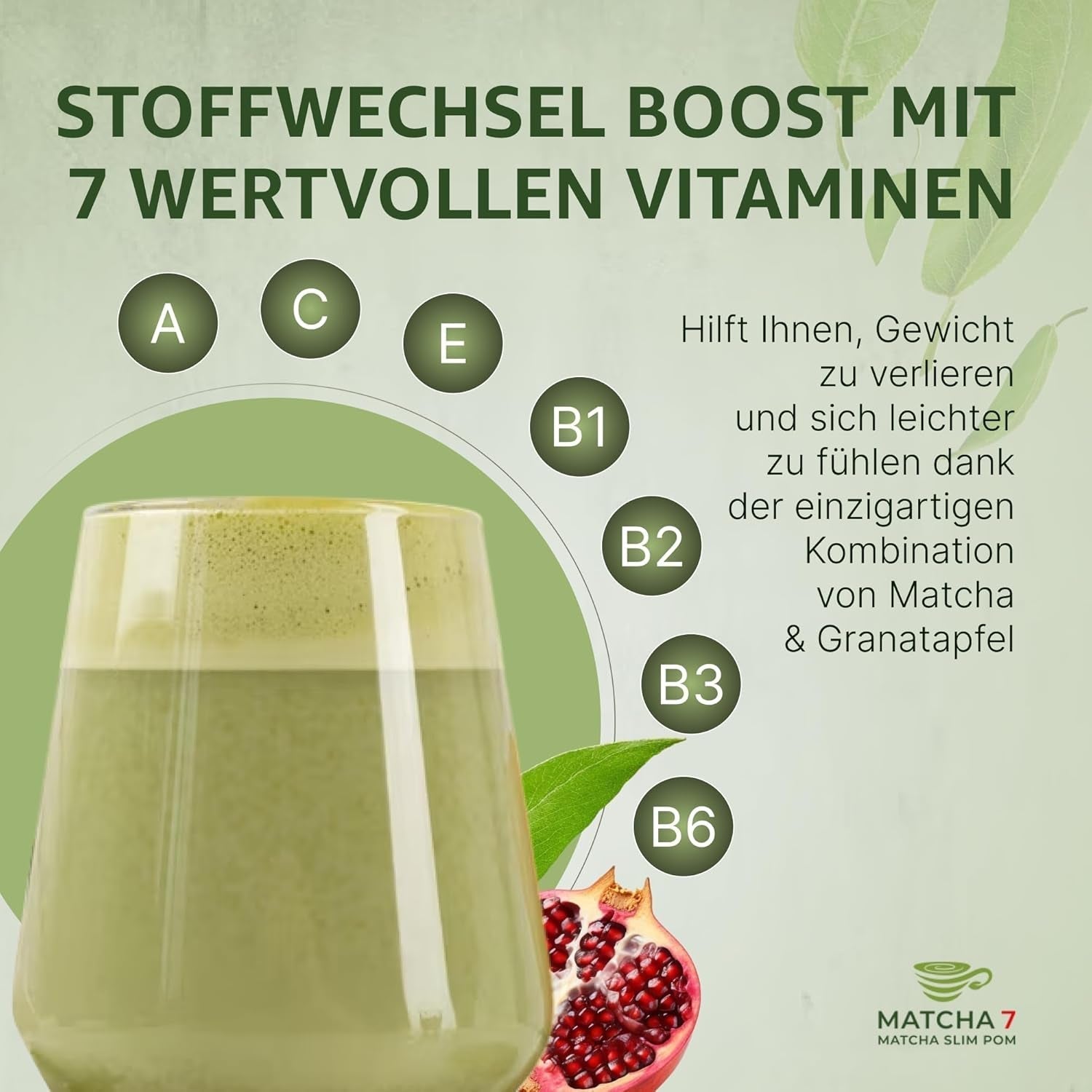 ® Ceremonial Matcha Powder X Granátové jablko 100G [Podporuje hubnutí a metabolismus] - Zelený čaj pro aktivní a zdravý životní styl - Zelený čaj bez přísad (čistý a přírodní)