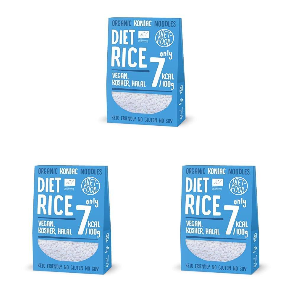 DIETNÍ JÍDLO Organické Shirataki Konjac instantní rýže, Nízkosacharidové, Nízkokalorické, Veganské, Bez tuku, Bez sóji, Bez lepku, Keto Friendly, Hubnutí, 300 gramů