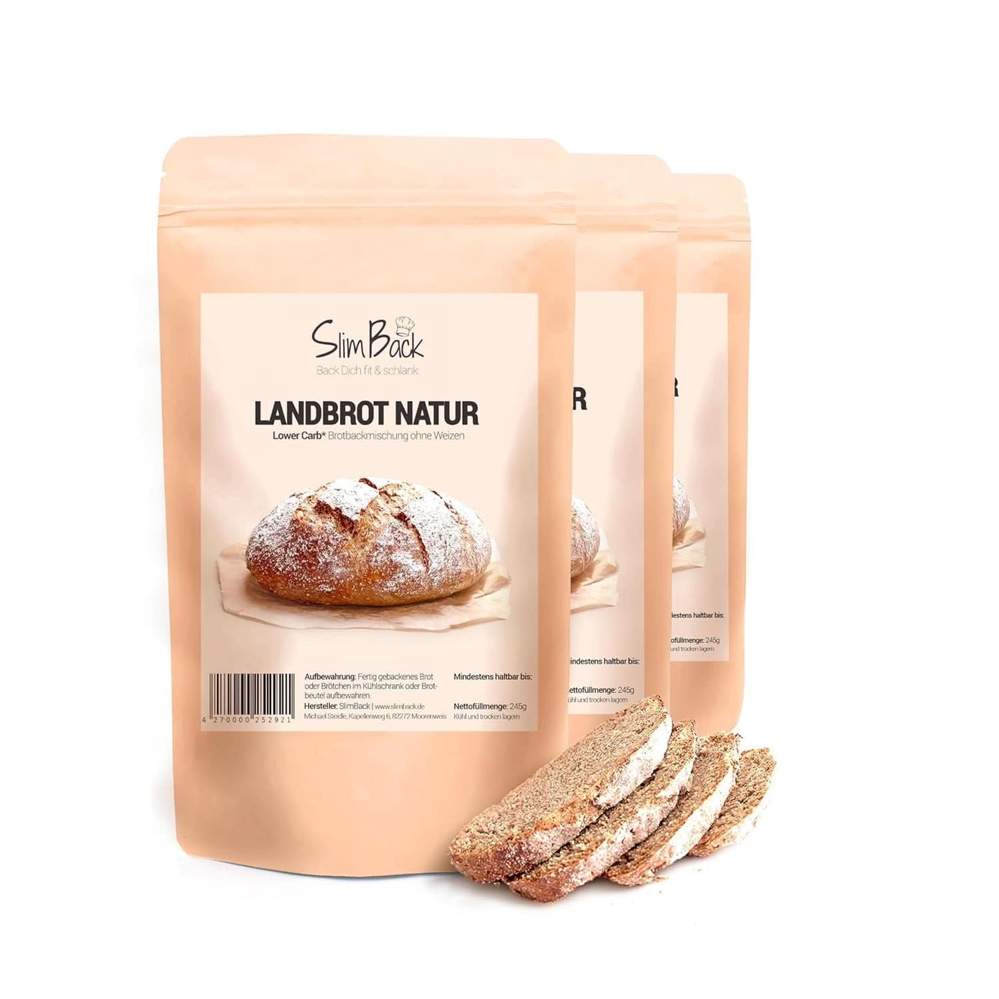 SMĚS CHLEBA S NÍZKÝM CARB, keto, veganský a bezlepkový, sójový a bezobilný proteinový chléb alternativa Kitchen Naty Shop Set 3 x 245 gramů