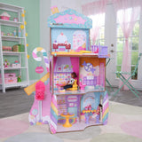 Dřevěný domeček pro panenky Kidkraft Candy Castle s nábytkem a doplňky, domeček pro lamu jednorožce, zvedák na zmrzlinový dort a gumové křeslo pro panenky, hračka pro 3 roky, 20242 domečky pro panenky Naty Shop