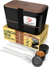 Umami krabička na oběd pro dospělé, 4 netěsnící stohovatelné bento boxy na příbory a přihrádky, krabička na oběd pro dospělé, nádoba na saláty, piknikový/kancelářský obědový box, uhlově šedá, 1500 ml Naty Shop boxy na skladování potravin Černý ořech L - 1500 ml další stohovatelné uvnitř