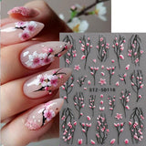 JMEOWIO 3D Nálepka na nehty Blume Nálepka na nehty Selbstklebend Nagelaufkleber 5D Stereoskopické jarní letní květinové dekorace Nageldesign Zubehör 4 Blatt