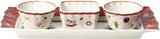 Villeroy & Boch - Toy's Delight Gravy Set, 4 kusy, Servírovací talíř s miskami, Sada vánočních misek, Dekorace na hrací stůl, Servírovací tác, Misky, Vánoční nádobí, Prémiový porcelán