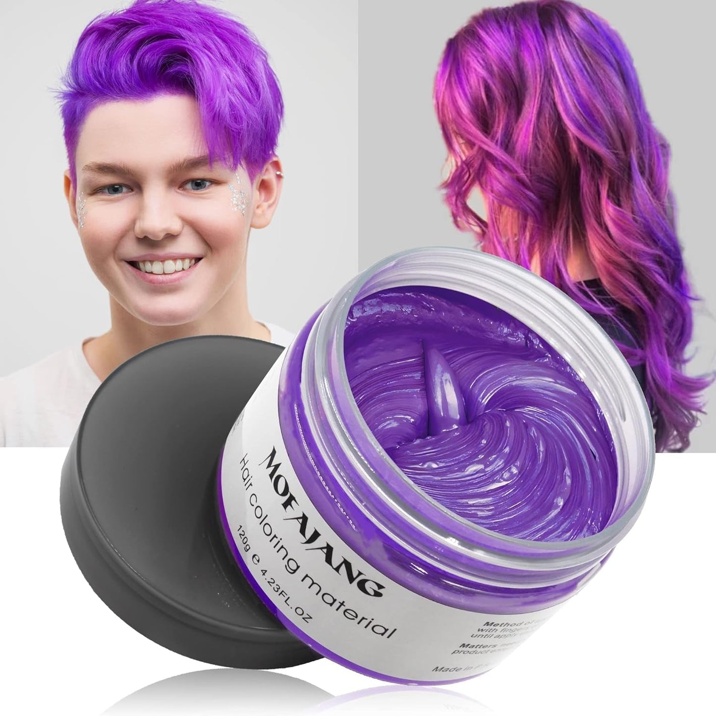 Dočasná barva vlasů, stylingový tón vlasů pro muže, ženy, přírodní pomáda na vlasy, vosk na barvení vlasů pro párty, cosplay a Halloween, 4,23 oz (stříbrně šedá) barva na vlasy Naty Shop 5 fialová