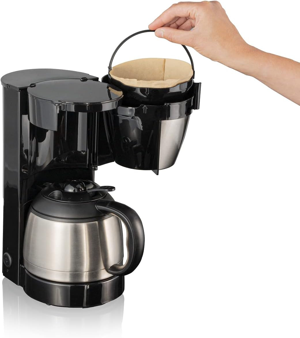 Espresso kávovar Cloer 5009 Keep Warm Filter pro až 8 šálků 800 W s izolovanou karafou z nerezové oceli 1x4 filtrační šálek černý