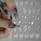 3D kovová samolepka na nehty Schwarz Schmetterling - Laser Pink Aurora Nagelaufkleber - Punk Butterfly Nail Art Stickers - Stříbrná samolepka na nehty - Nageldesign Zubehör