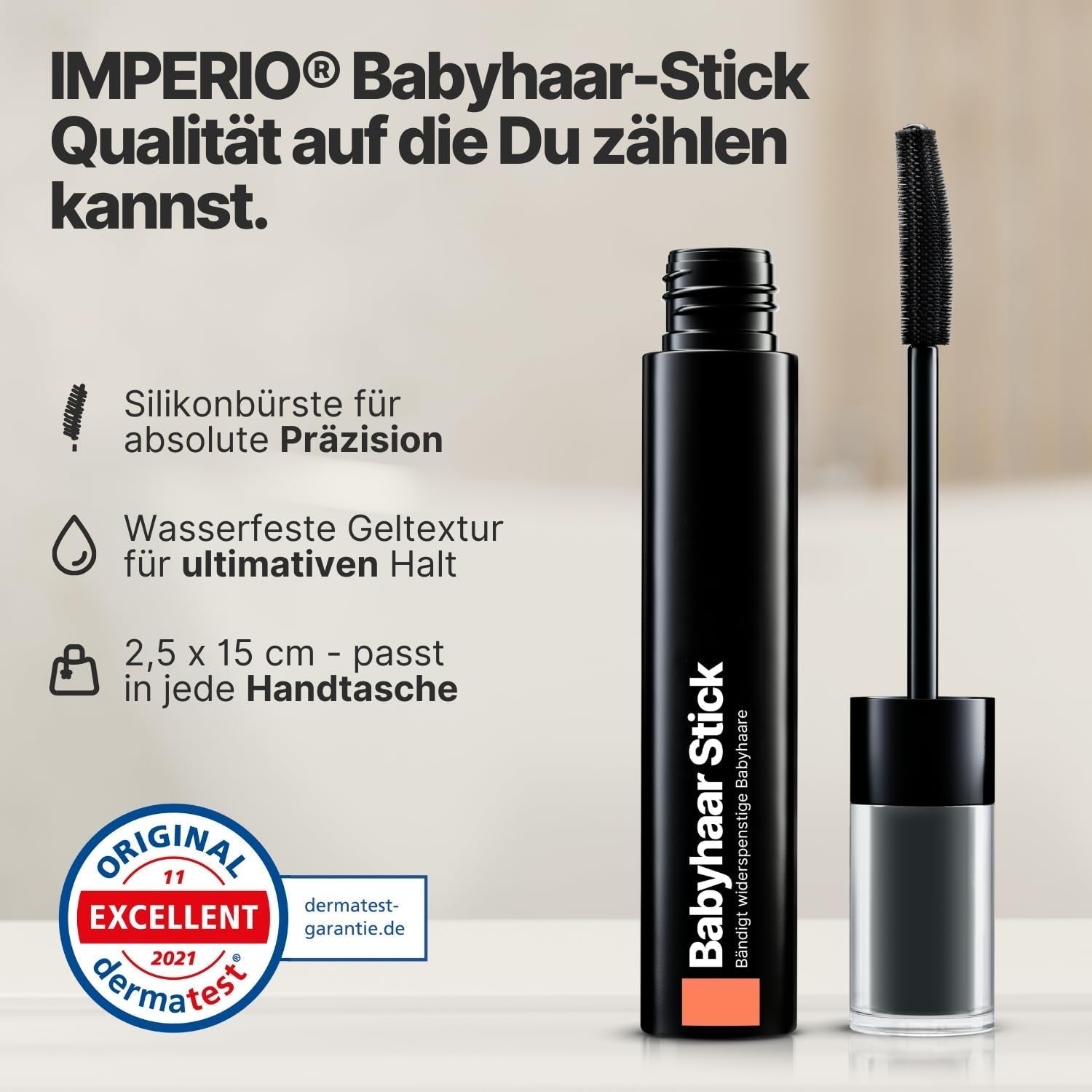 IMPERIO Hair Finishing Stick for Baby Hair - Prémiová řasenka pro dětské vlásky pro zkrocení jemných a polámaných vlasů - 12 ml Transparentní barva na vlasy Naty Shop