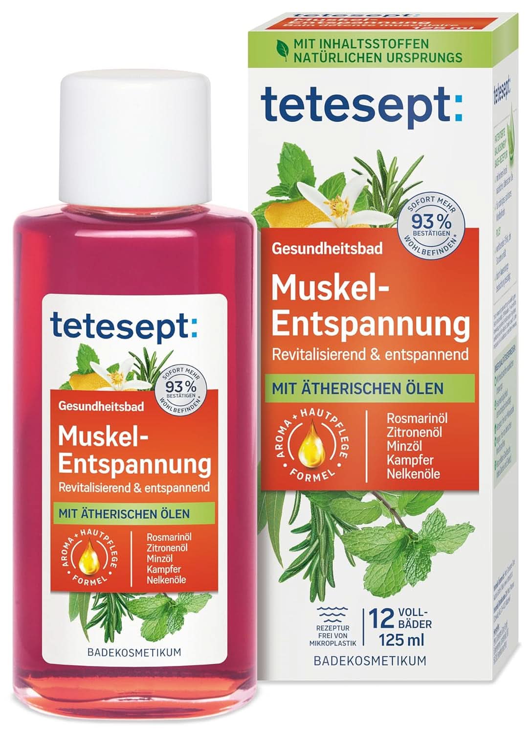 Tetesept Muskel, Relaxační přísada do koupele po fyzické námaze, 125 ml Sprcha a koupel Naty Shop 125 ml Svalová relaxační koupel