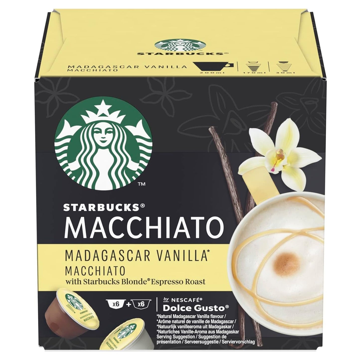 STARBUCKS Probierset, White Cup Variety Pack od Nescafé Dolce Gusto Kaffeekapseln & Vanilla Macchiato od Nescafé Dolce Gusto Kaffeekapseln 6 x 12 (72 kapslí, 36 porcí)