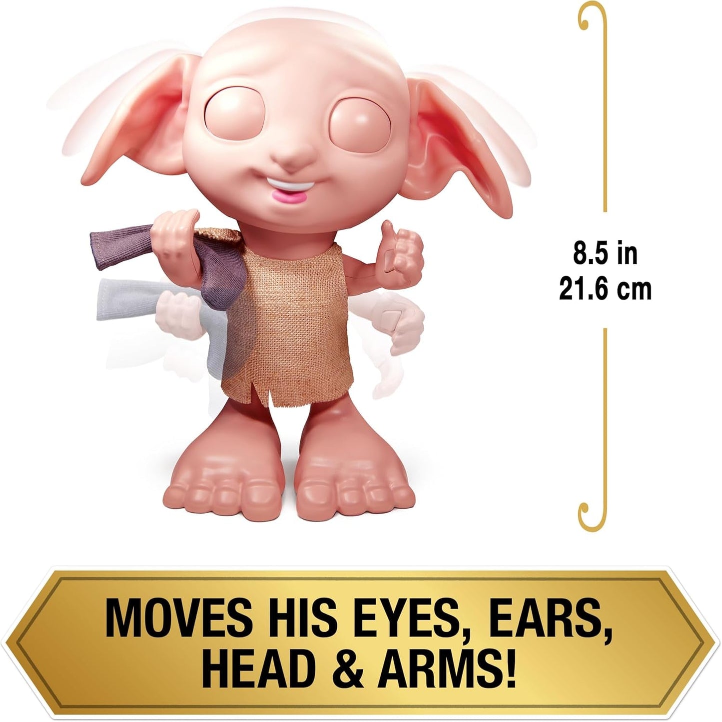 Spin Master 6067280 Kouzelnický svět Harry Potter Kouzelná interaktivní panenka Dobby Elf, 30+ zvuků a frází, 21,6 cm, dětská hračka, černá