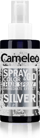 Cameleo - Spray & Go - barva na vlasy ve spreji - fialová - pro blond, platinovou blond a šedé vlasy - stačí nastříkat a jít - semipermanentní - okamžitý výsledek - karnevalová barva na vlasy ve spreji - 150 ml Naty Shop stříbrná barva na vlasy 150 M (1 balení)