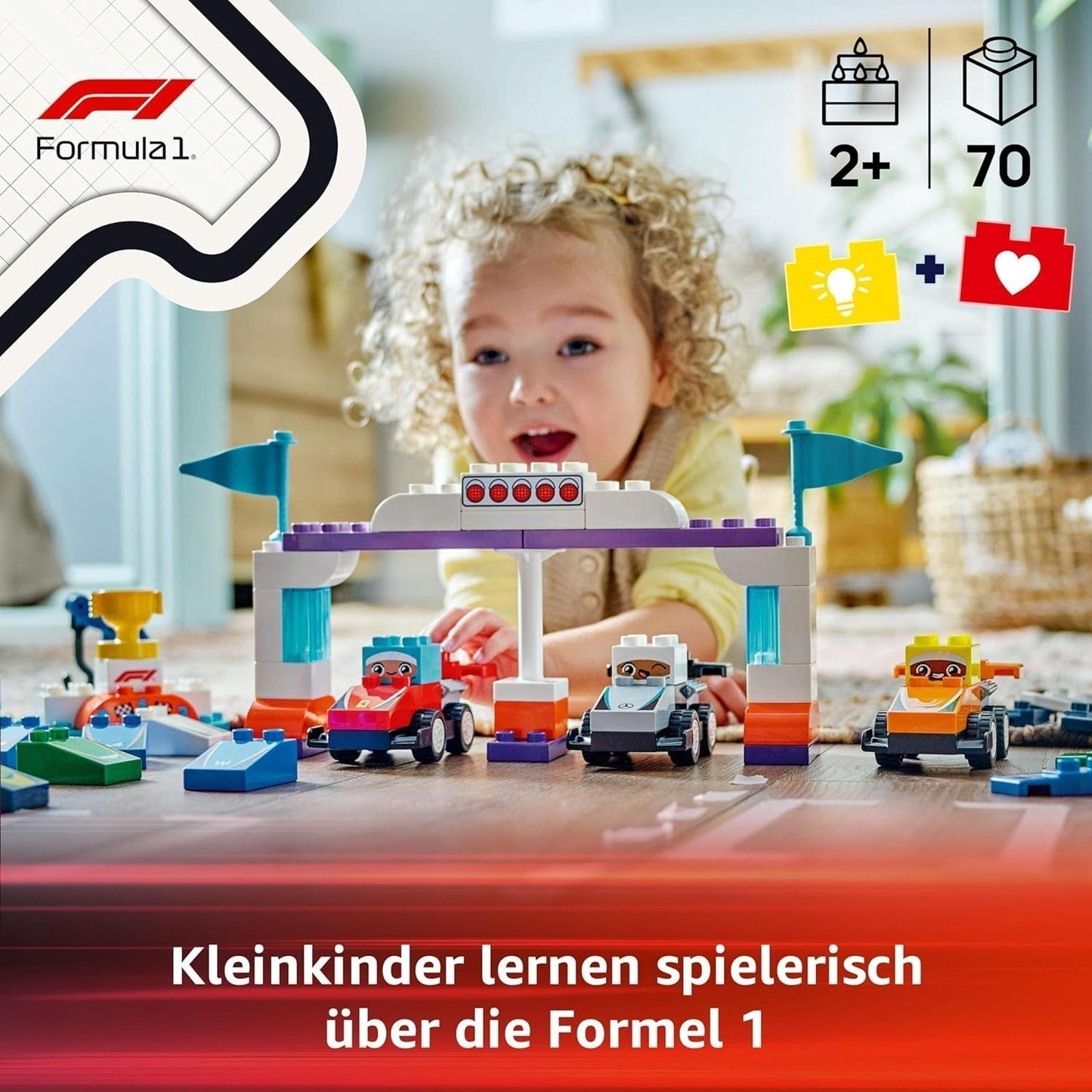 LEGO DUPLO Town F1 Team Závodní auta se závodníky, stavebnice pro celou rodinu, nápaditý herní zážitek, narozeninový dárek pro batolata, chlapce a dívky od 2 let 10445 Stavebnice Besuche den LEGO-Store