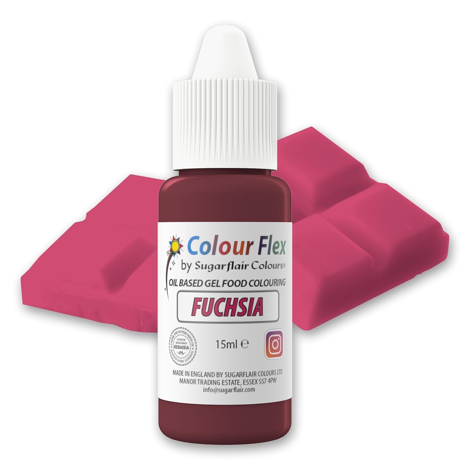 Sugarflair Colourflex Fuchsiové potravinářské barvivo na olejové bázi, vysoce koncentrované tekuté potravinářské barvivo, potravinářské barvivo pro máslový krém, čokoládu, těsto, fondán, polevu a další - 15 ml