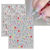 JMEOWIO Nálepka na nehty Frühlings Blume 9 Blatt Nálepka na nehty Selbtklebend Nagelaufkleber Bunte Sommer Blumen Dekoration Nageldesign Zubehör