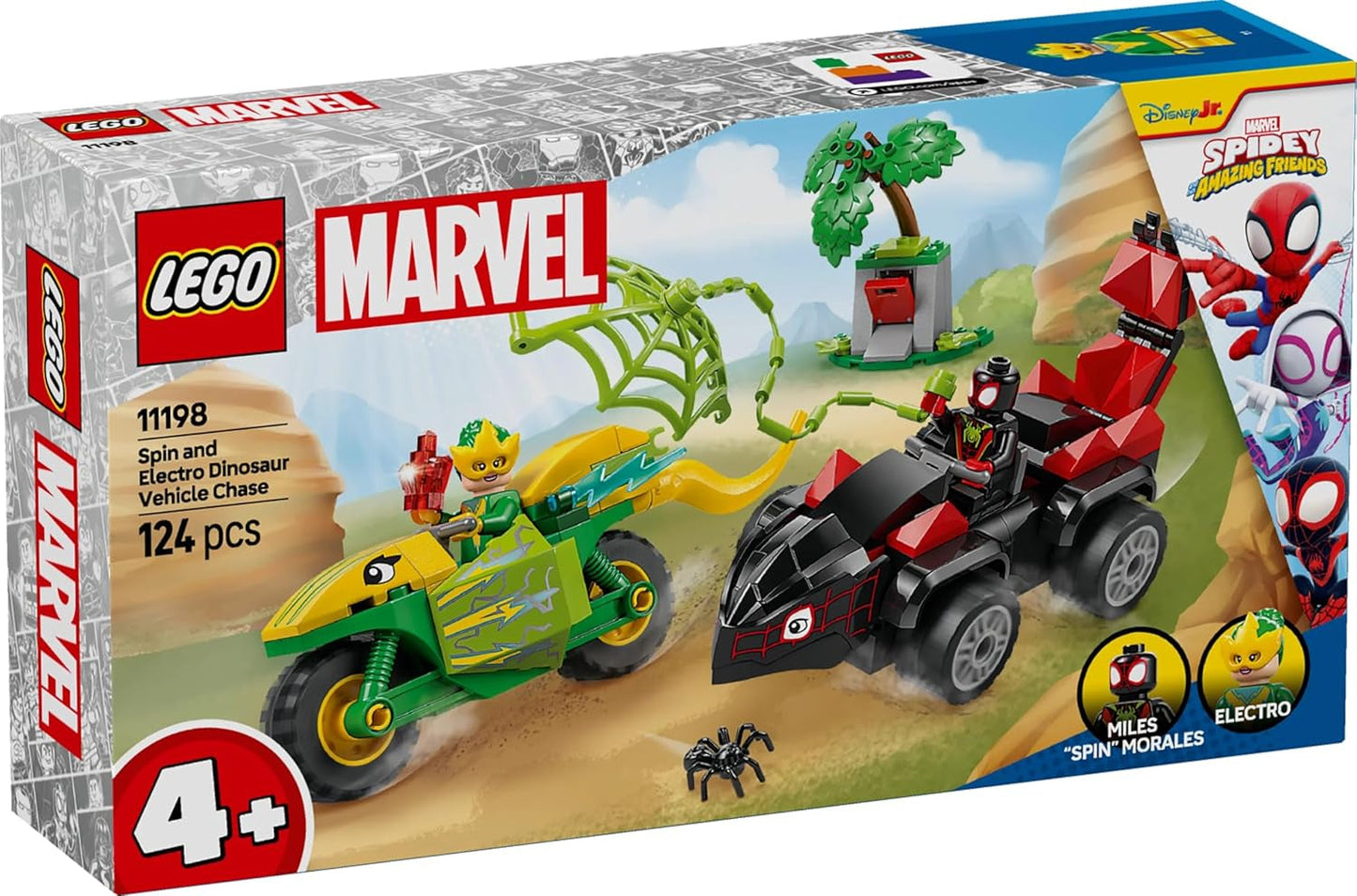 LEGO Marvel akční zábava s točením a elektro ve svých Dino Speedsterech, sestavitelné auto pro superhrdiny pro chlapce a dívky od 4 let, sada pro hrdiny s autíčkem, Spidey a jeho super kamarádi 11198 stavebnic Beuche den LEGO-Store