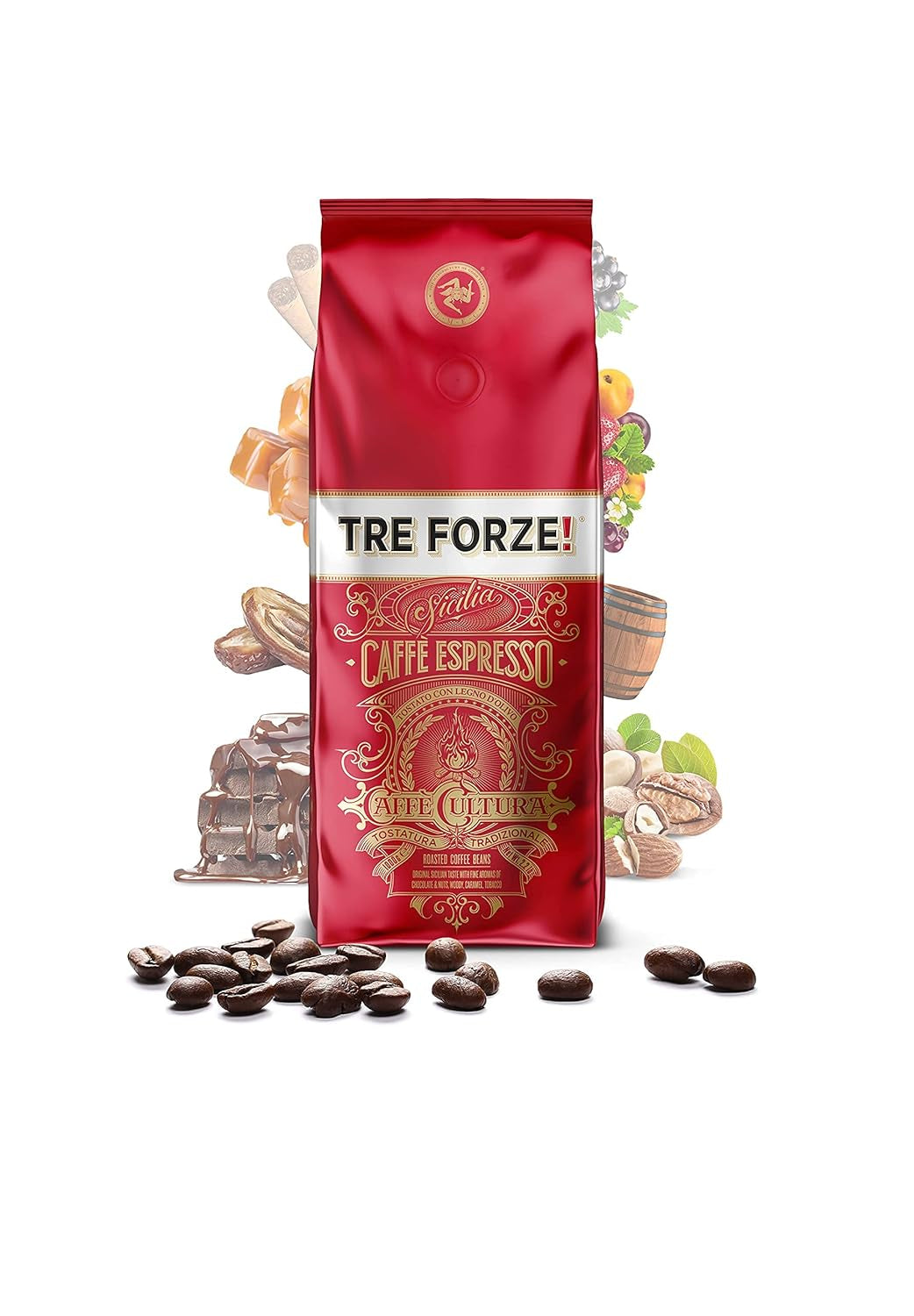 Espresso Caffè - 1 kg Espresso Beans Tradiční Röstung über Olivenholzfeuer In Handarbeit - Premium Kaffeebohnen für Vollautomat und Siebträger