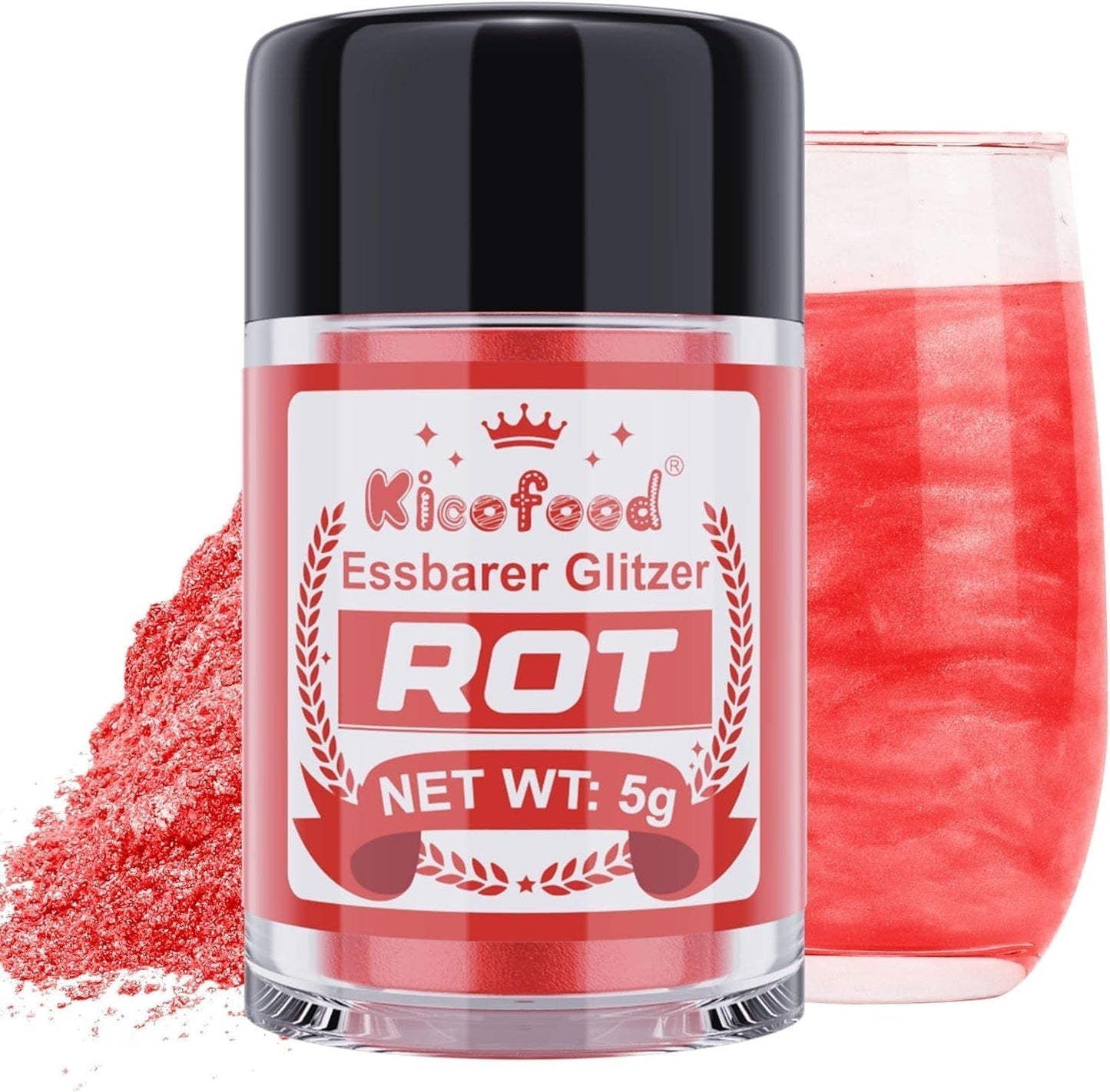 Kicofood, jedlé třpytky, 5 gramů, různé barvy Glitter Naty Shop Red