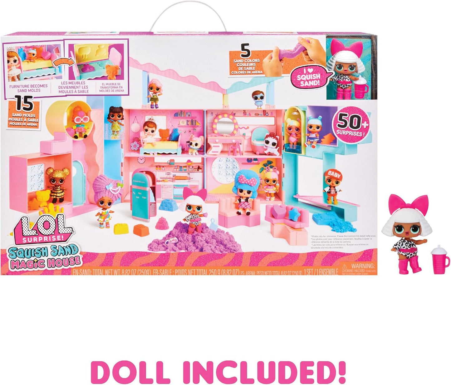 LOL Překvapení! Kouzelný dům se sběratelskou panenkou Squish Sand a Diva – Hrací sada se sběratelskou panenkou, Squish Sand, překvapeními a doplňky – ideální pro dívky od 4 let