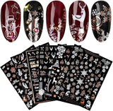 9 Blatt Nagelsticker Weihnachten Nagelaufkleber Selbtklebend Weiß Rentier Schneemann Samolepka na nehty Dekoration Nageldesign Zubehör
