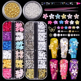 GZMAYUEN 920Pcs Zlatá Stříbrná Perlen s plochým zády pro nehty, Halbrunde Weiße Beige Perlen na nehty, Kleine Halbrunde Perlen s plochým zadním dílem Für DIY Nail Art Decor