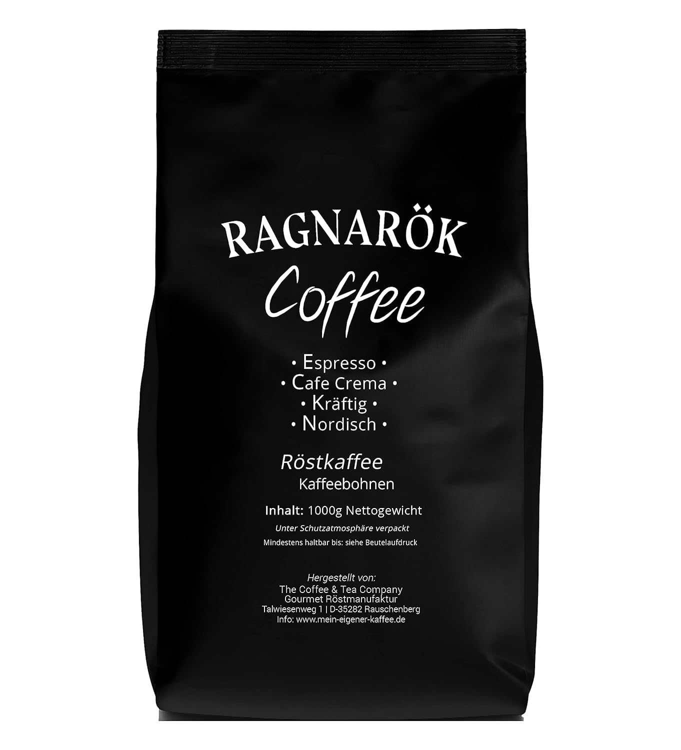 C&T "Ragnarök Coffee" nordischer Röst-Kaffee | 1000g Bohne husa | als Espresso & Cafe Crema bar | kräftig + würzig + aromatický | 100% přírodní s kofeinem