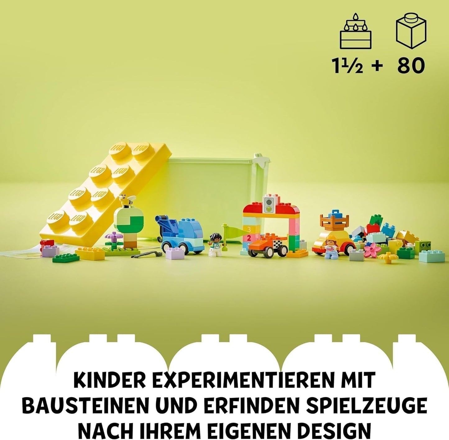 LEGO DUPLO Classic Stavebnice Auta a náklaďáky, Hrací sada s vozidly pro děti od 1,5 roku, Kreativní výuková hračka, Auto a závodní sada 10439 Stavebnic Besuche den LEGO-Store
