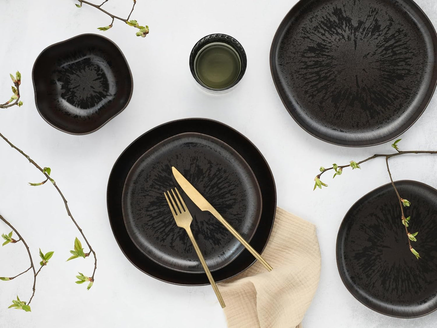 CreaTable, 21249, Natura Organic RUSTY Series, 12dílná sada nádobí pro 4, Sada porcelánových talířů, Vhodné do myčky a mikrovlnné trouby, Vyrobeno v Evropě