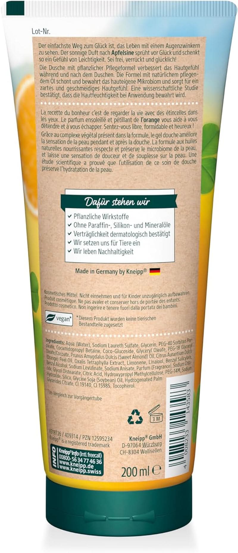 Kneipp Aroma, Sprchový gel, Hydratační krém, 200 ml Sprcha a koupel Naty Shop