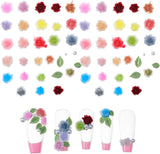 300 Stück Niedlich Blume Přívěsky na nehty, 3D pryskyřice Květinová Camelie Rose Nägel Charms Mit Perle, Gemischt Größe Bunte Flower Nägel Deko Für Frauen Nail Art Zubehör