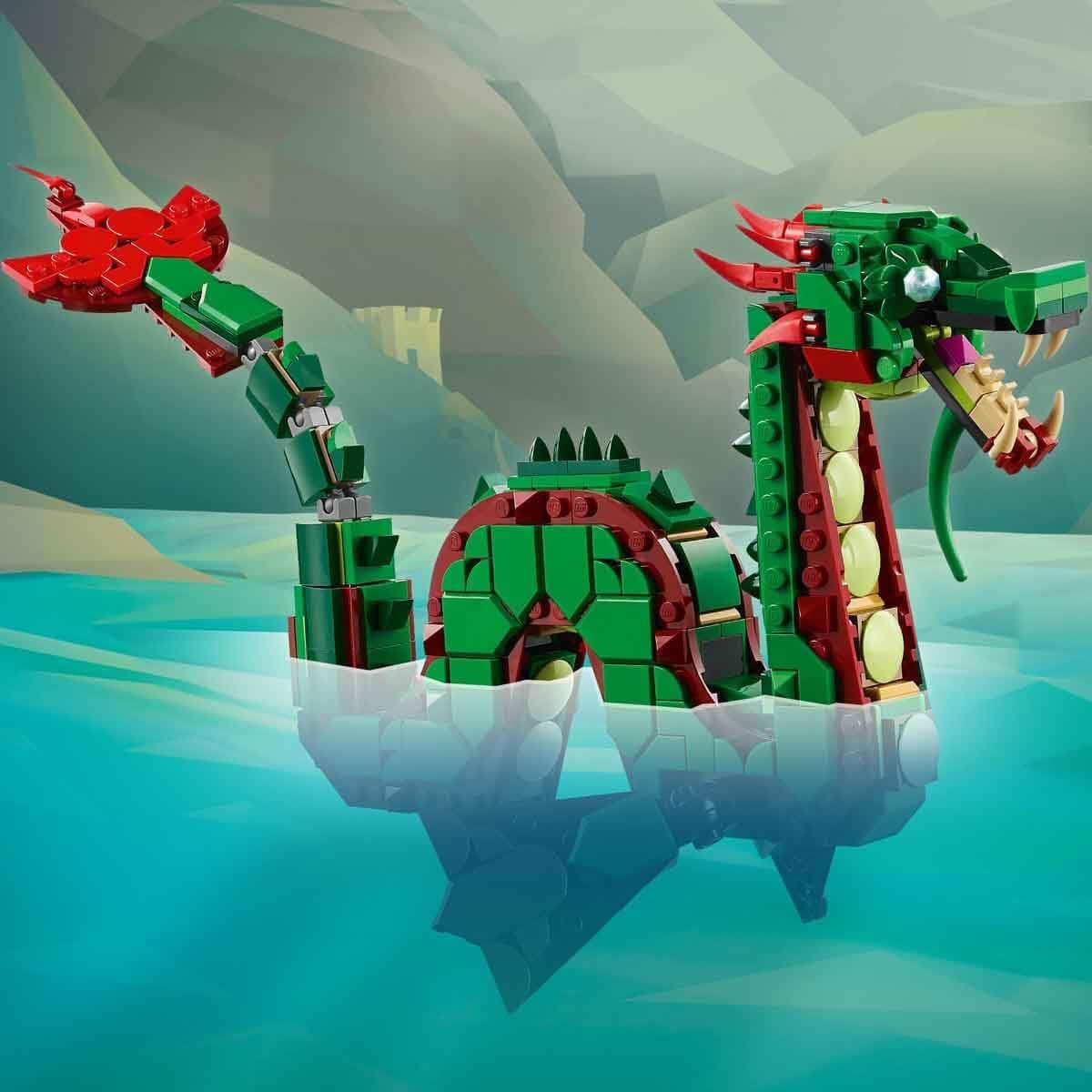 LEGO Creator 3v1 Zelený drak - Hračka - Promění se v mořského hada nebo Fénixe - Stavebnice zvířátek pro děti - Dárek pro chlapce a dívky od 9 let 31161 Stavebnice Besuche den LEGO-Store