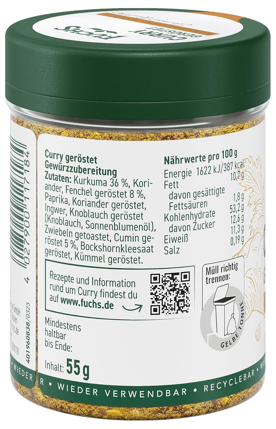 Fuchs Gewürze Curry, pražené, 55 g