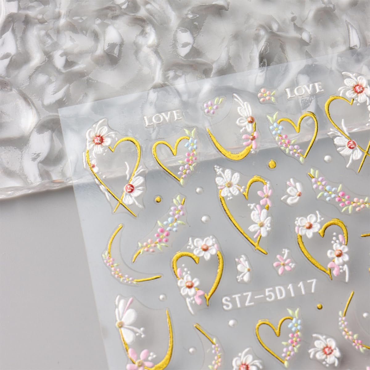 JMEOWIO 3D Nálepka na nehty Blume Nálepka na nehty Selbstklebend Nagelaufkleber 5D Stereoskopické jarní letní květinové dekorace Nageldesign Zubehör 4 Blatt