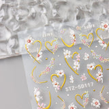 JMEOWIO 3D Nálepka na nehty Blume Nálepka na nehty Selbstklebend Nagelaufkleber 5D Stereoskopické jarní letní květinové dekorace Nageldesign Zubehör 4 Blatt