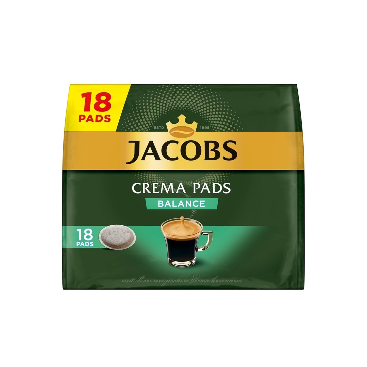 Jacobs Crema Balance Pads, Senseo kompatibilní podložky, 5 x 18 Getränke, 90 Kaffeepads