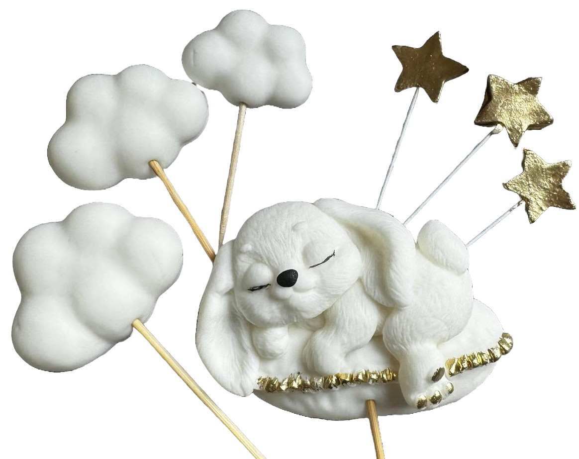 Sada 7 jedlých cukrových dekorací, Bunny Sugar Paste Decorations Naty Shop