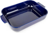 Peugeot Appolia Rechteckige Auflaufform Mit Griffen, Keramik, Schiefer / Grau, 8,3X40,5X27,2 Cm, Fassungsvermögen: Ca. 4 L, 60022 Formy a plechy na pečení Naty Shop Blau