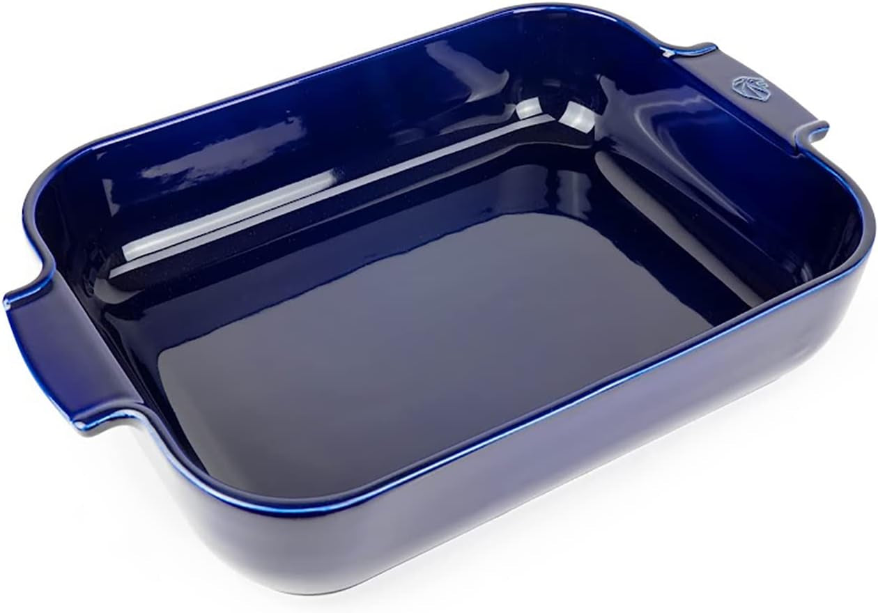 Peugeot Appolia Rechteckige Auflaufform Mit Griffen, Keramik, Schiefer / Grau, 8,3X40,5X27,2 Cm, Fassungsvermögen: Ca. 4 L, 60022 Formy a plechy na pečení Naty Shop Blau